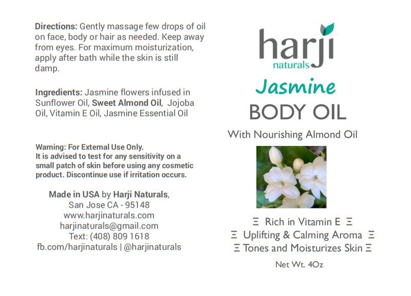 Body Oil with Nourishing Almond Oil - Jasmine