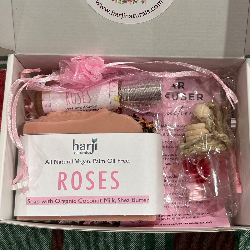 Aroma Bouquet - Gift Box with Soap, Car Diffuser & Perfume Roll-On