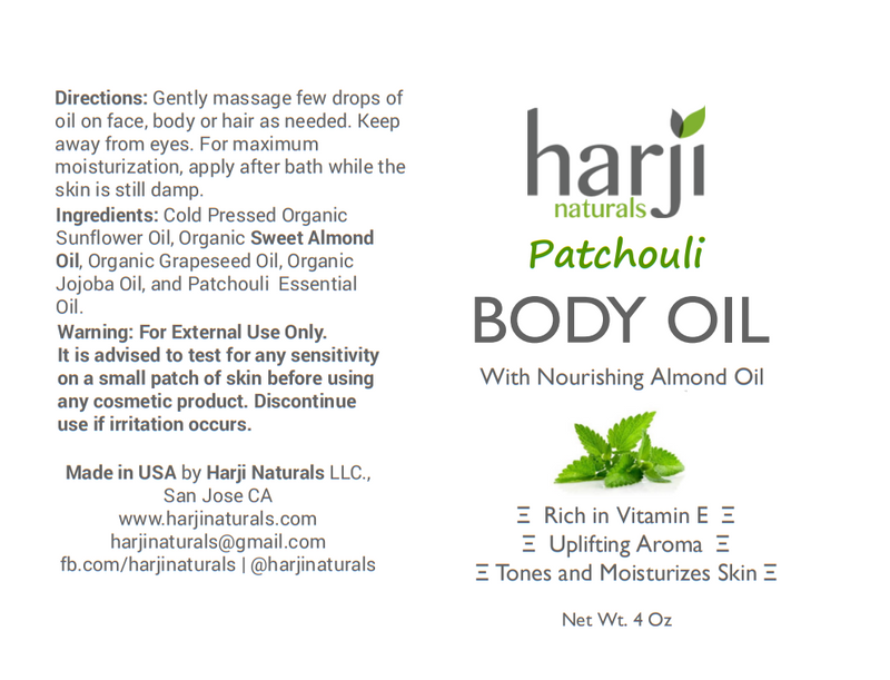 Body Oil with Nourishing Almond Oil - Patchouli