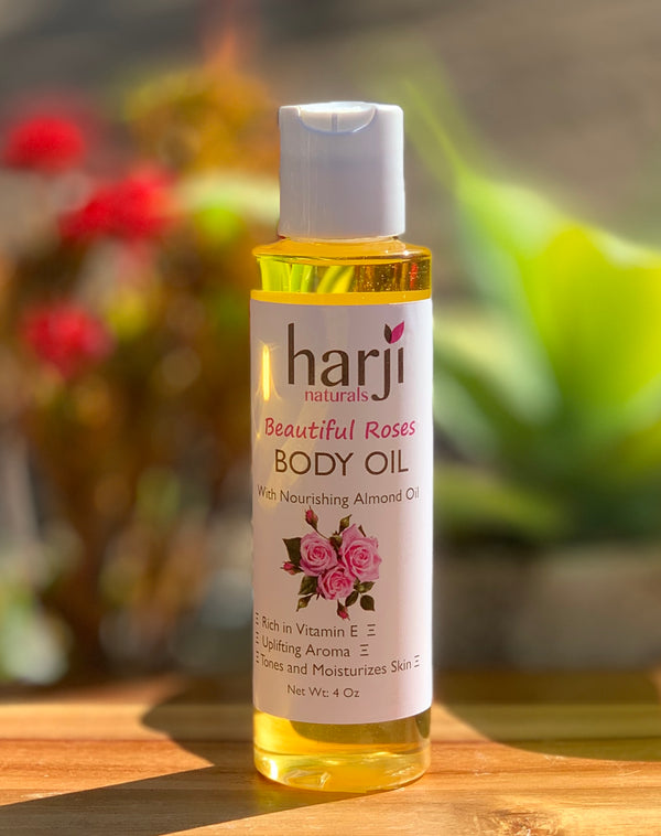 Body Oil with Nourishing Almond Oil - Beautiful Roses